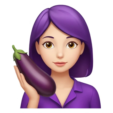 Naked woman with hand around eggplant  sticker