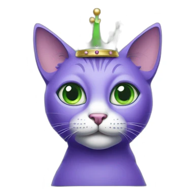 purple cat with big green eyes with the crown  sticker