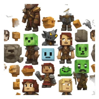 Minecraft style statue of dungeons and dragons characters  sticker