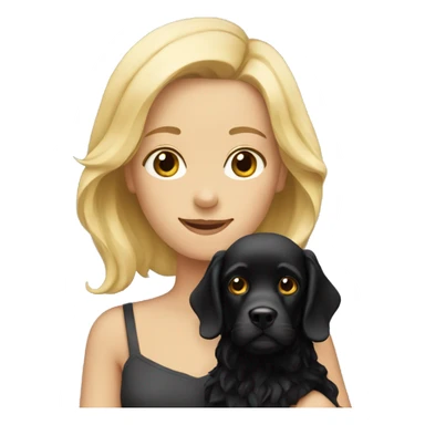 blonde with a black spaniel in her arms sticker