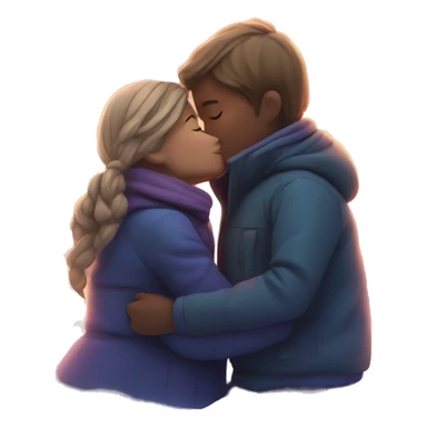 Couple (girl and boy) kissing under northern lights  sticker