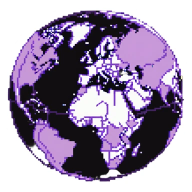 world globe with a connected network, purple and light pink colors sticker