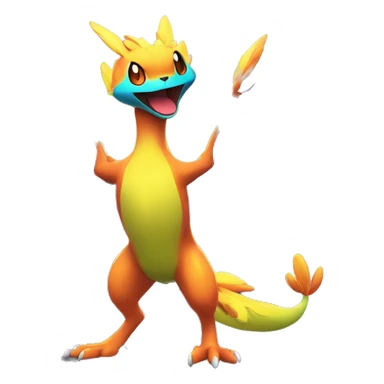 Colorful Neon Colors Vibrant Colors Flying Fakémon-Pokémon-Creature Full Body sticker
