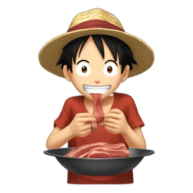 Luffy eating meat sticker