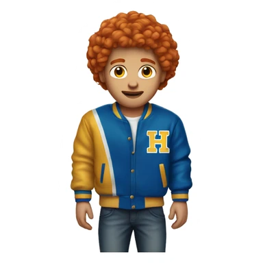 red head guy with a blue and gold varsity jacket  sticker