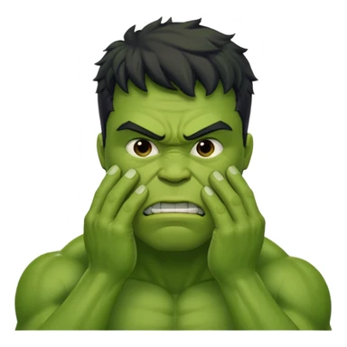 Create a man in a Hulk costume with a hand on his face (disappointment) sticker