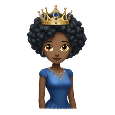 Sapphire crown on a young queen with curly black hair sticker