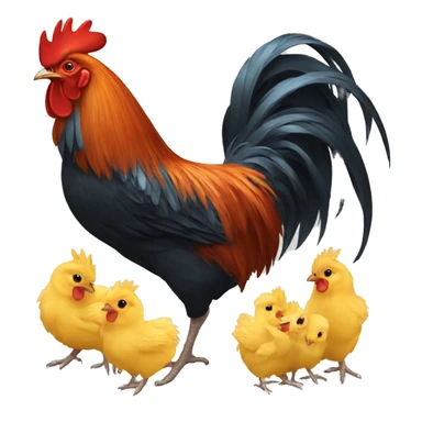 rooster with chicks sticker
