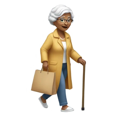 A grandma crossing the street  sticker