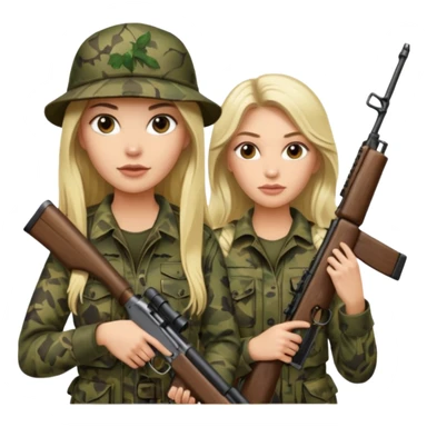 1 Long haired Brunette and blonde female hunting friends, blonde has thinner face sticker