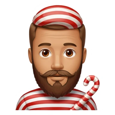 spectacled guy with beard made out of peppermint candy sticker