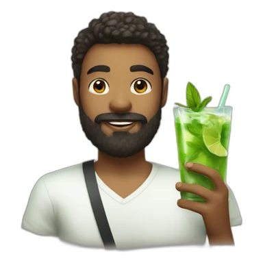 beard boy with mojito sticker