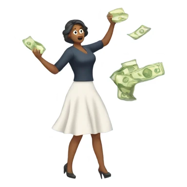 woman throwing away money sticker