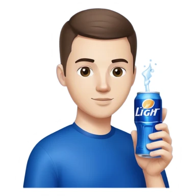 white guy, brunette crew cut hair, holding bud light  sticker