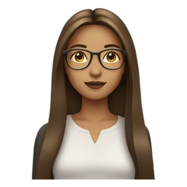 Girl with brown straight long hair and golden glasses sticker