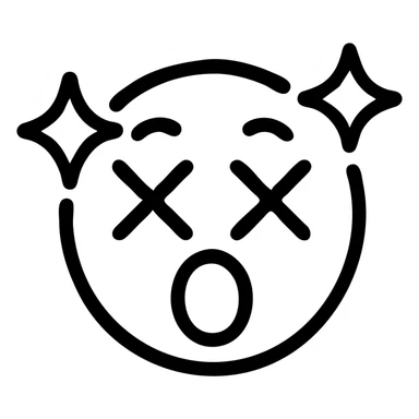 stylized icon of a head with a dazzling, amazing expression, bold lines, simple shapes, sense of energy and excitement sticker