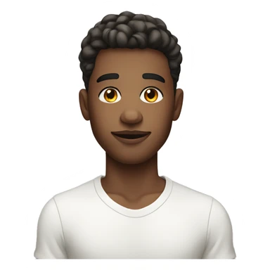 young man in white shirt and white skin and makeup sticker