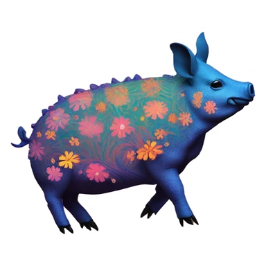 retro groovy hippie trippy floral patterns on a pig armadillo centipede sticker