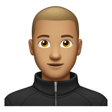 boy with light tanned skin, buzz cut, no facial hair, wearing a smart black quarter zip jumper with white t shirt underneath. sticker