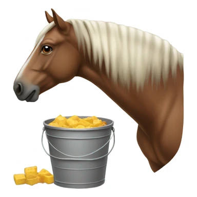 Realistic horse eating out of bucket  sticker