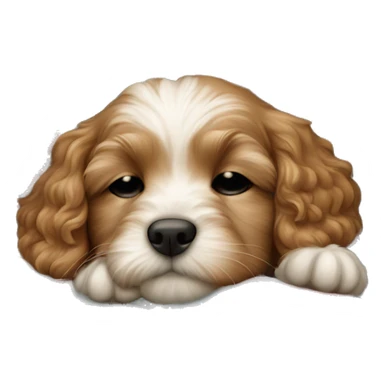 cavapoo puppy sleeping with a blanket sticker