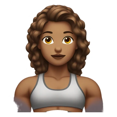 Strong muscle girl brown hair sticker