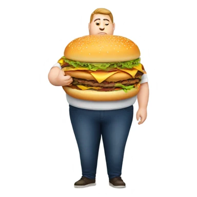 Fat person with burger  sticker