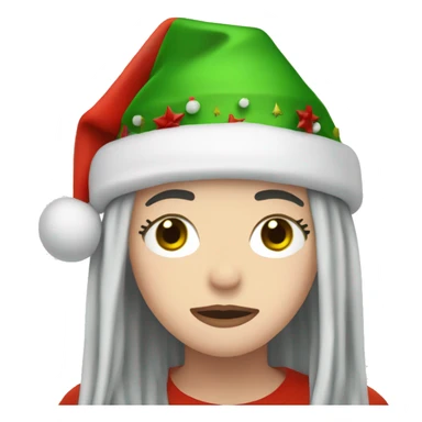Billie Eilish with a Christmas hat sticker