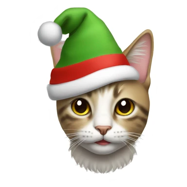 Cat with a Christmas hat sticker