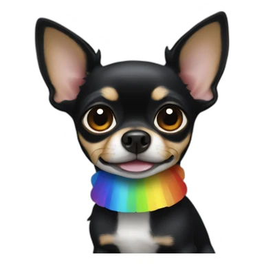 Black chihuahua with rainbow sticker