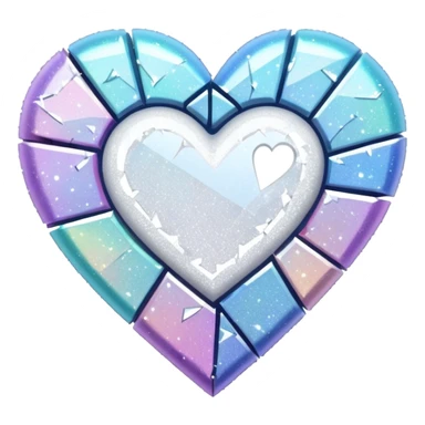 coração partido glitter branco sticker