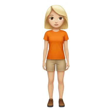 woman with blond hair standing showing full body with orange shirt sticker