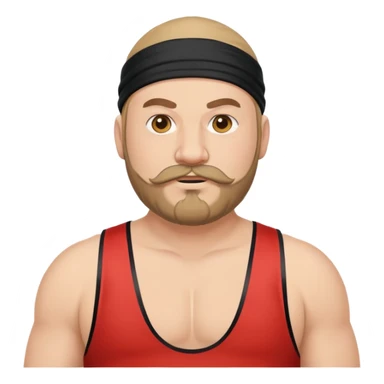 White skin fat guy with black durag, beard and mustache in wrestling singlet sticker
