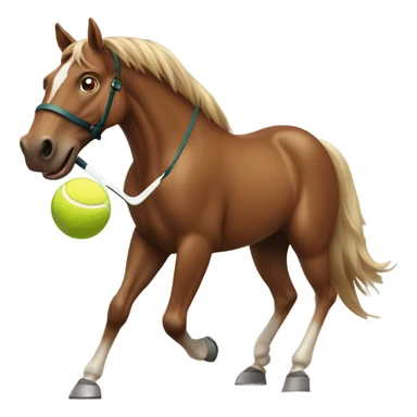 Brown horse playing tennis sticker