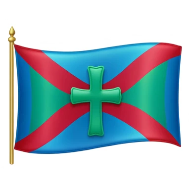 emoji flag with a blue field, a crimson diagonal cross, and a green border in iOS style sticker