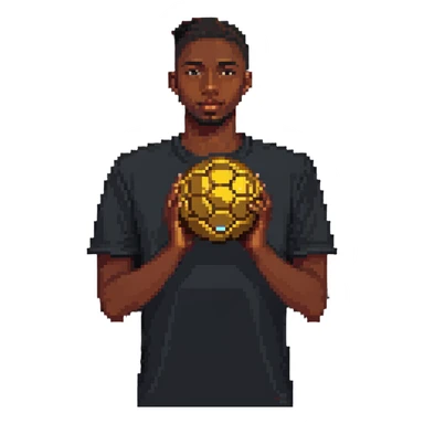 Lamine Yamal holding a golden ball sticker