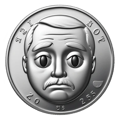 25 cent silver sad face art sticker