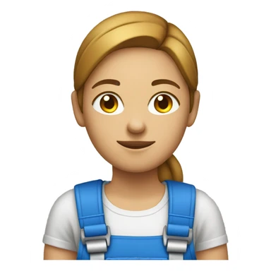 Female Polymechanic wearing a bright blue shirt without dungarees holding a tool in hand sticker