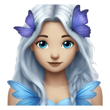 Beautiful, blue flower, fairy, blue, silver, purple, long hair, big wings sticker