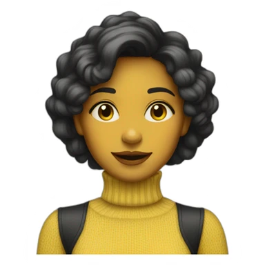 yellow skin beatiful woman with turtleneck sticker