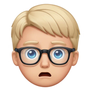 scared blonde boy with blue eyes and glasses sticker