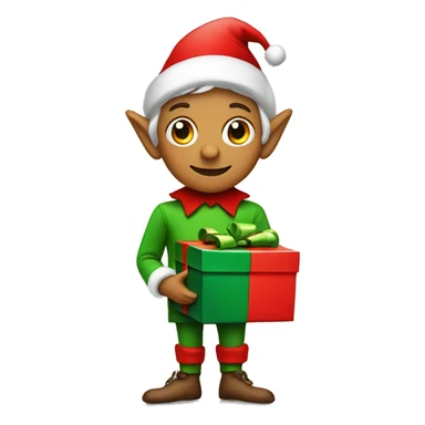 Christmas elf with present sticker
