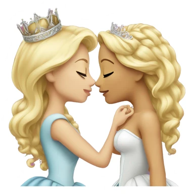 2 women princesses couple blonde kiss sticker