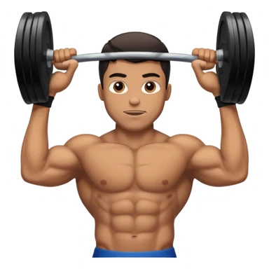 buff tan guy with black middle part lifting weights  sticker