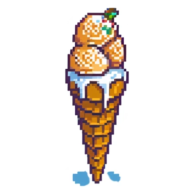 Peach ice cream scoop in a waffle cone sticker