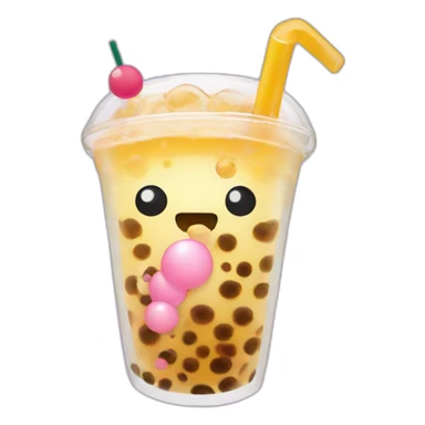 Bass with bubble tea bubbles sticker