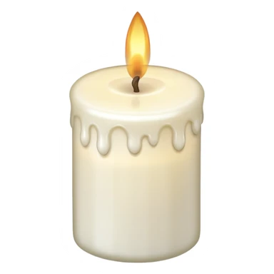 white candle with a gentle glow sticker
