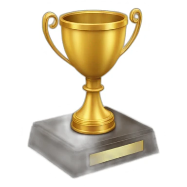 royal big empty Christian trophy for the winner with a cross on royal background  with number 1 sticker