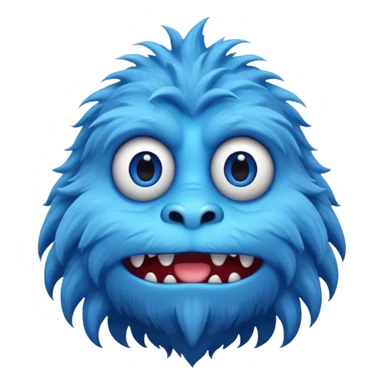 A skinny and lanky tall blue furry monster with a slightly triangular head put the top having a small curve going inward  sticker
