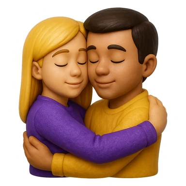 emoji stile iphone di una coppia che si abbraccia , iperrealistico 4k sticker